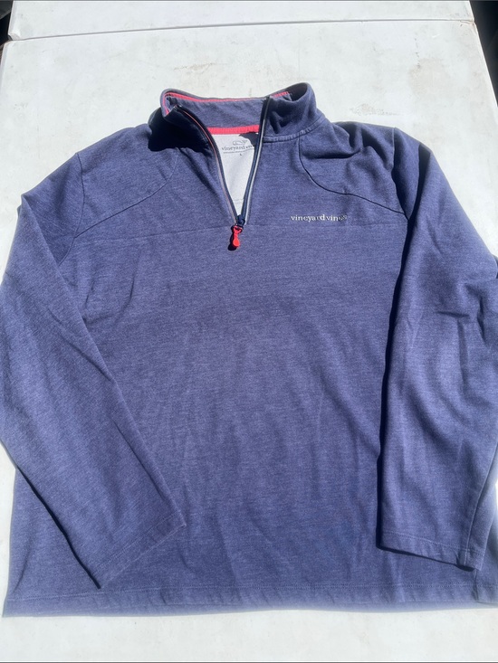 Vineyard Vines Other - Vineyard Vines Heather Navy Quarter-Zip Pullover with Red Accent